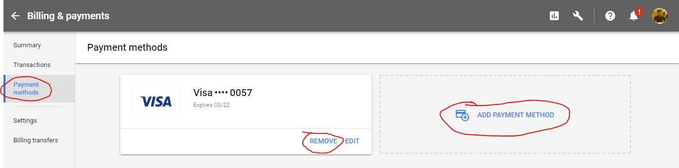 Thanh toán google adwords bằng thẻ gì