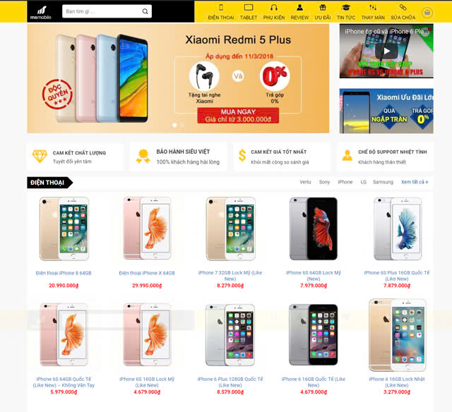 Thiết kế web bán điện thoại